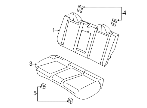 2009 Chrysler Sebring Rear Seat Components Rear Seat Cushion Diagram for 1PM34ZJ3AA