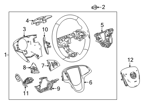 2014 Cadillac CTS Steering Wheel & Trim Paddle Switch Diagram for 23133990