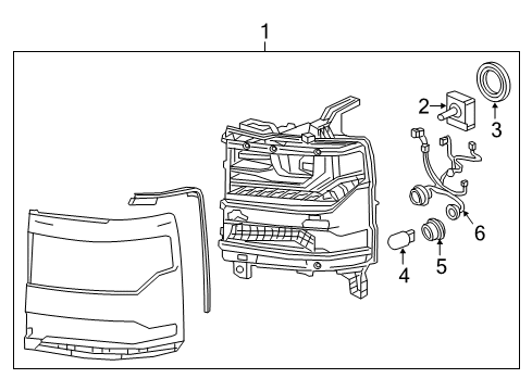 2017 Chevrolet Silverado 1500 Headlamps HEADLAMP KIT-FRT (SERVICE) *PAINT TO MAT Diagram for 84388631