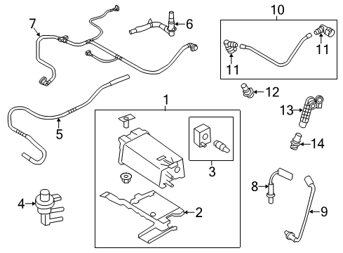 2014 Ford Taurus Emission Components Return Hose Diagram for DG1Z-9C047-B