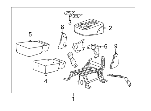 2009 GMC Sierra 1500 Front Seat Components Seat Asm-Front Center *Dark Titanium Diagram for 25868963