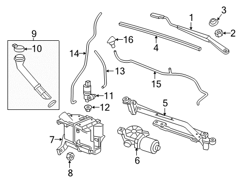 2020 Chevrolet Spark Wipers Washer Reservoir Diagram for 42344530