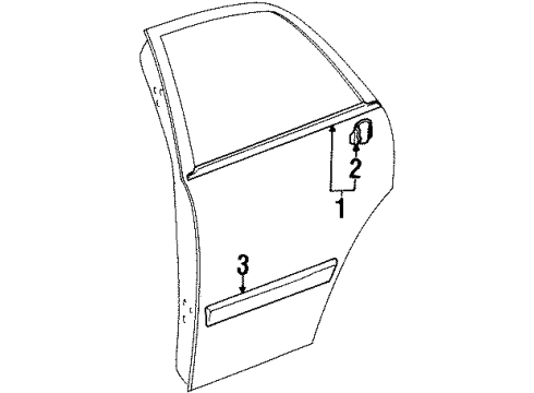 1999 Chevrolet Prizm Exterior Trim - Rear Door Sealing Strip, Rear Side Door Window Outer *Black Diagram for 94858545
