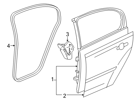 2007 Chevrolet Cobalt Rear Door Door Shell Diagram for 25830159