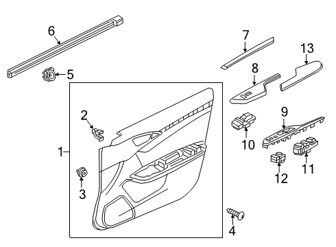 2018 Honda Civic Front Door Panel Assy., R. FR. Trim *NH1001L* (SPINDLE METAL) Diagram for 83520-TBA-A21ZG