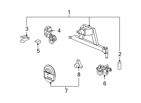2005 Hummer H2 Carrier & Components - Spare Tire Spare Cover Retainer Diagram for 15105153