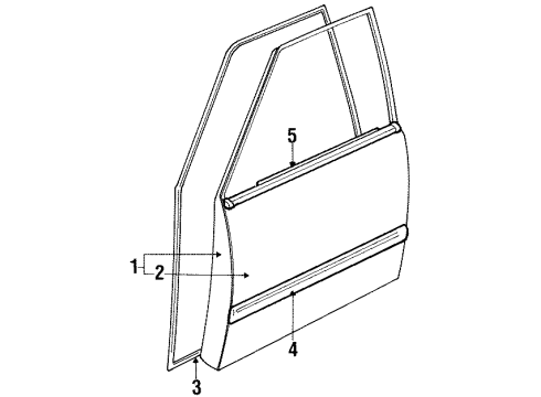 1989 Toyota Cressida Front Door & Components, Exterior Trim Weatherstrip, Front Door Opening Trim, LH Diagram for 62312-22050-03