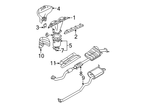 2001 Hyundai Santa Fe Exhaust Components, Exhaust Manifold Hanger-Engine Diagram for 2852338000