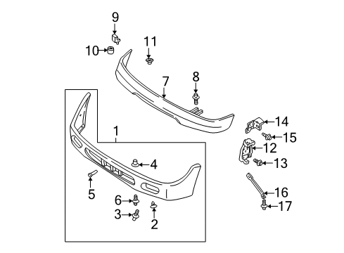 2000 Nissan Xterra Front Bumper Screw Diagram for 01466-00331