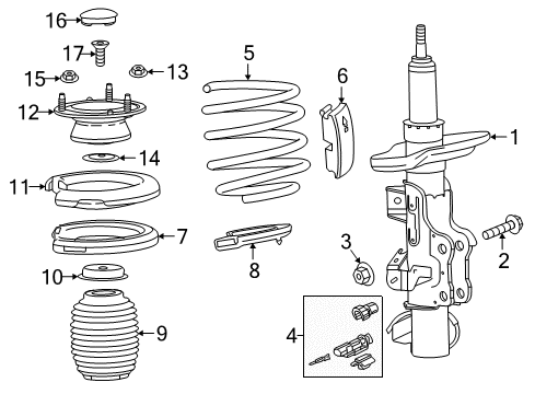 2018 Cadillac ATS Struts & Components - Front Strut Assembly Bolt Diagram for 11547494