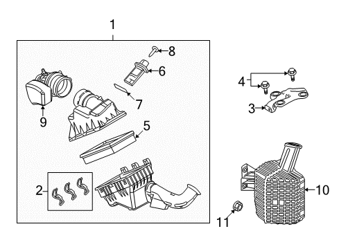 2010 Mercury Milan Filters Air Cleaner Assembly Diagram for AE5Z-9600-E