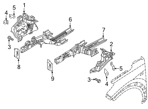 2019 Hyundai Tucson Inner Components - Fender Member Assembly-Front Side, LH Diagram for 64601-D3500