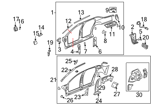 2003 Cadillac DeVille Uniside Lower Reinforcement Diagram for 15870550