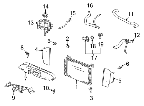 2005 Chevrolet Silverado 1500 Radiator & Components Hose Asm-Radiator Surge Tank Outlet Diagram for 21994332