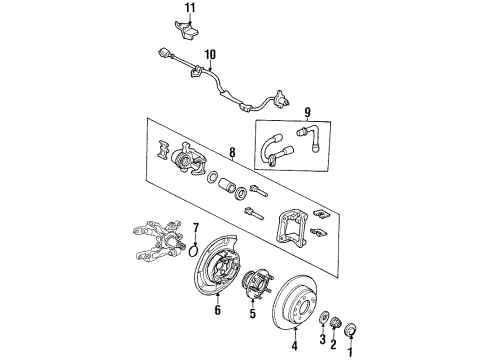 1997 Honda Odyssey Anti-Lock Brakes Caliper Sub-Assembly, Left Rear Diagram for 43019-SX0-000