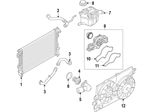 2011 Ford Taurus Cooling System, Radiator, Water Pump, Cooling Fan Fan Relay Diagram for AA8Z-8B658-B