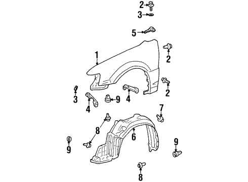 2002 Chevrolet Prizm Fender & Components Liner, Front Wheelhouse Panel Diagram for 94857073