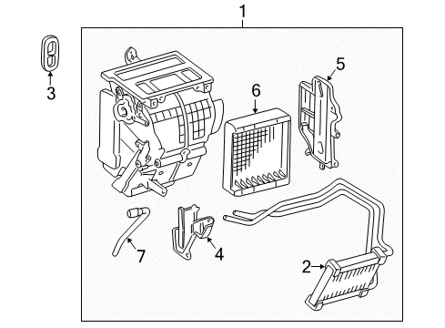 2001 Toyota Celica Heater Core & Control Valve Heater Core Grommet Diagram for 90950-01559