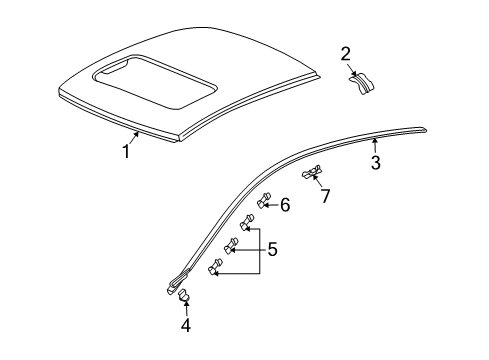 2003 Honda Accord Roof & Components, Exterior Trim Clip A, R. Windshield Diagram for 73155-SDN-A01