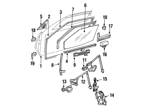 1987 Oldsmobile Calais Front Door & Components, Glass & Hardware Rod Asm- Front Door Outside Handle To Lock Diagram for 20531536