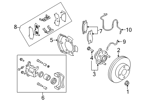 2012 Nissan Cube Anti-Lock Brakes Disc Brake Kit Diagram for 41080-AC290