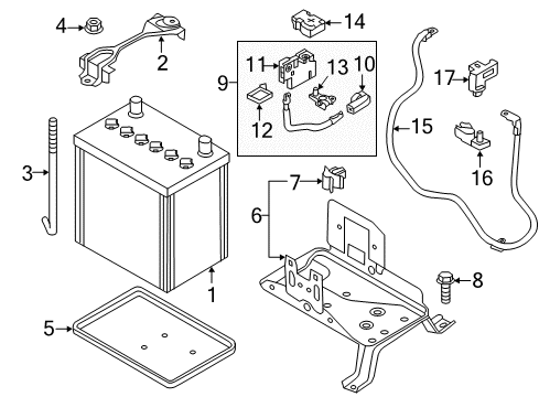 2012 Nissan Leaf Battery Rod-Battery Fix Diagram for 24425-4P100