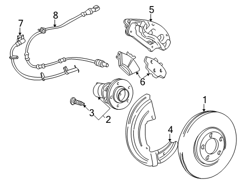 2005 Ford Five Hundred Front Brakes Hardware Kit Diagram for 5U2Z-2321-E