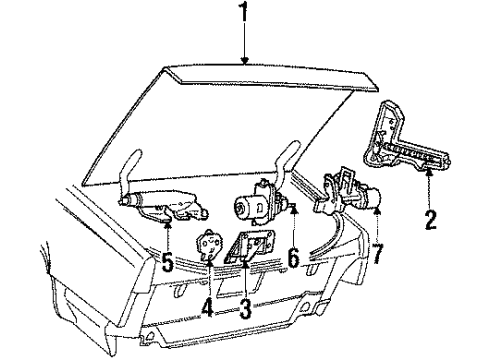 1990 Oldsmobile Toronado Trunk Lid W/Strip Asm-C/Lid Diagram for 20723478