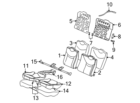 2006 Saturn Ion Rear Seat Components Pad, Rear Seat Cushion Diagram for 10356289