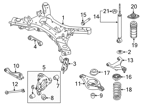 2013 Nissan Murano Rear Suspension Components, Lower Control Arm, Upper Control Arm, Stabilizer Bar ABSORBER Kit-Shock, Rear Diagram for E6210-1GR0A