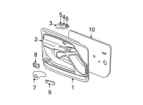 2001 GMC Yukon XL 1500 Interior Trim - Front Door Armrest Diagram for 12472876