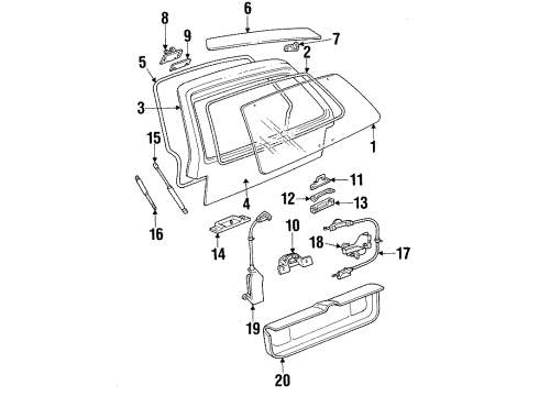 1992 Oldsmobile Cutlass Cruiser Lift Gate Cylinder Pkg-Lift Gate Lock (Uncoded) Diagram for 12506779