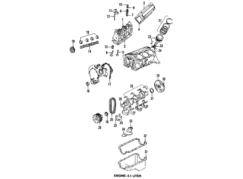 1998 Buick Skylark Automatic Transmission Ring Kit-Piston (Std) Diagram for 12538683