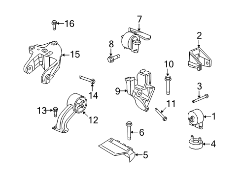 2010 Dodge Journey Engine & Trans Mounting DAMPER-Mass Diagram for 5006386AA