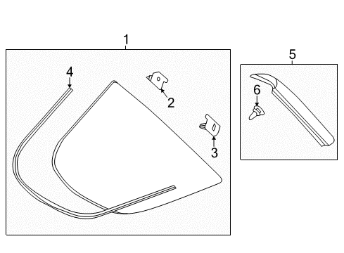 2015 Lexus CT200h Quarter Panel - Glass & Hardware Clip, Quarter Window Diagram for 62775-76010