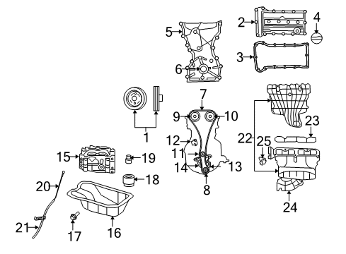 2008 Dodge Caliber Engine Parts, Mounts, Cylinder Head & Valves, Camshaft & Timing, Oil Pan, Oil Pump, Crankshaft & Bearings, Pistons, Rings & Bearings, Variable Valve Timing TENSIONER-Chain Diagram for 5047158AB