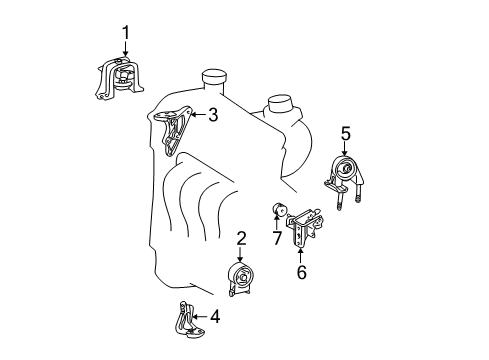 2006 Scion xB Engine & Trans Mounting Side Mount Bracket Diagram for 12325-21060