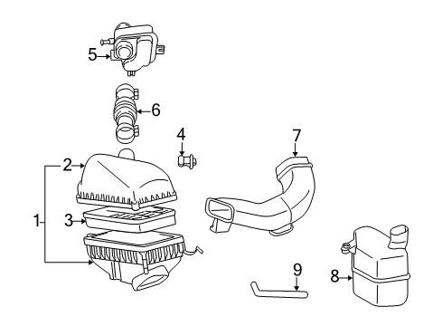 1998 Toyota Camry Filters Inlet Duct Diagram for 17750-0A050