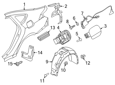 2015 Hyundai Genesis Quarter Panel, Exterior Trim Housing-Fuel Filler Door Diagram for 81595-B1000