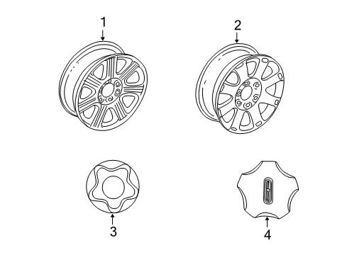 2004 Lincoln Navigator Wheels, Covers & Trim Wheel, Alloy Diagram for 5L7Z-1007-BA