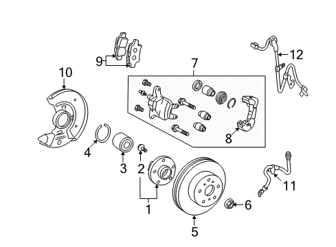 2010 Scion xD Anti-Lock Brakes Wheel Bearing Snap Ring Diagram for 90521-80003