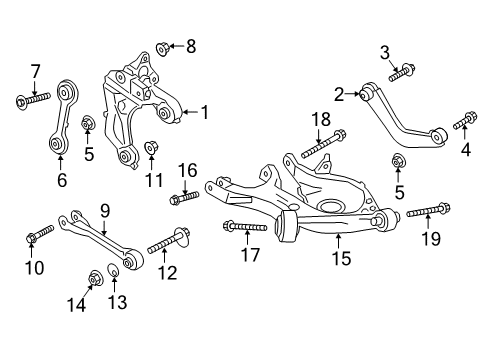 2019 Lincoln Continental Rear Suspension Components, Lower Control Arm, Upper Control Arm, Stabilizer Bar Knuckle Diagram for G3GZ-5B758-E