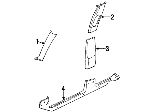 1999 Ford Contour Interior Trim - Pillars, Rocker & Floor Weatherstrip Pillar Trim Diagram for F8RZ5403599AAA