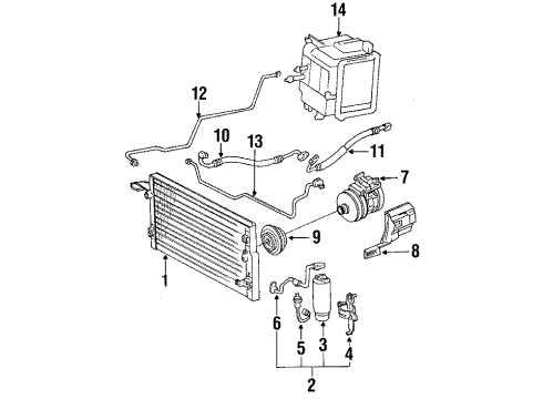 1990 Toyota 4Runner A/C Condenser, Compressor & Lines Compressor Diagram for 88320-12240-84