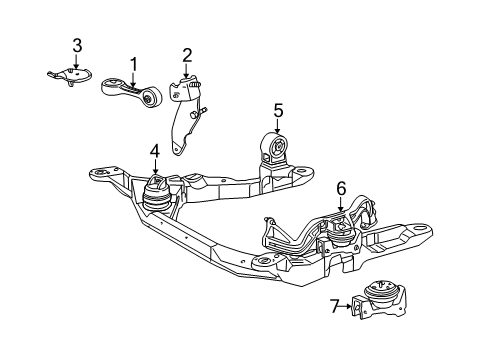 2001 Mercury Sable Engine & Trans Mounting Strut Assembly Bracket Diagram for YF1Z-6F055-BA