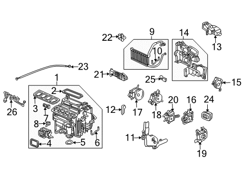 2012 Acura RL Heater Core & Control Valve Cover, Heater Core Diagram for 79025-SJA-A02
