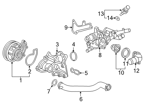 2016 Honda Civic Powertrain Control Pump Complete, Water Diagram for 19200-59B-003