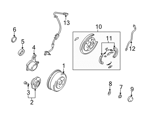 2001 Hyundai Santa Fe Anti-Lock Brakes Drum Brake Assembly-Rear, LH Diagram for 58300-26100