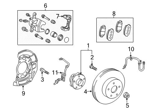 2018 Toyota Prius Brake Components Mounting, Disc Brake Diagram for 47721-47060