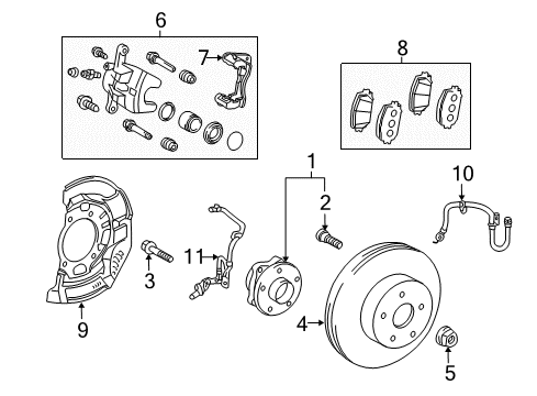 2018 Toyota Prius Brake Components Caliper Assembly Diagram for 47750-47060